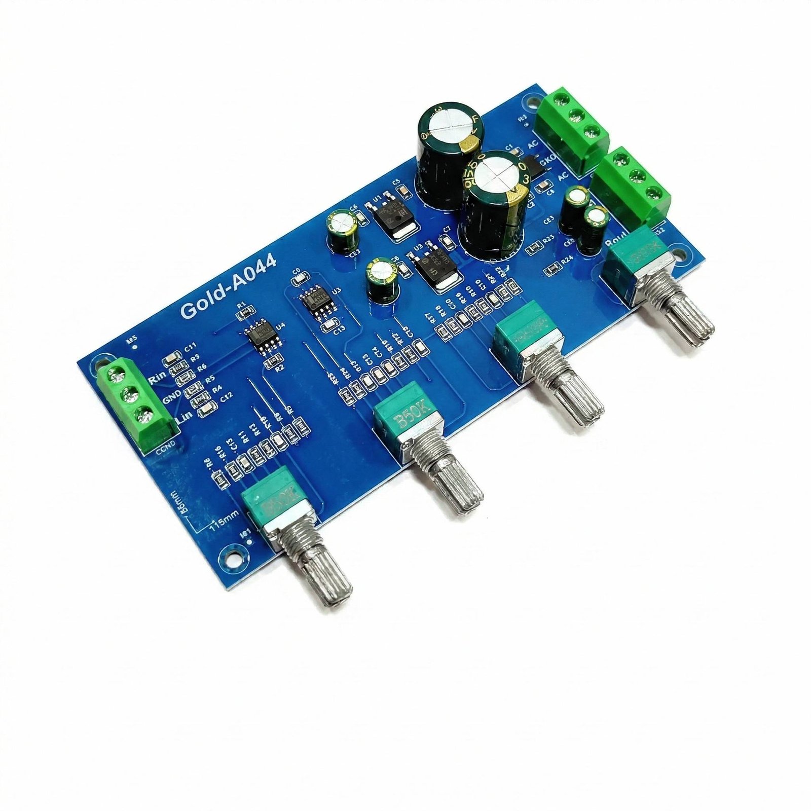 Gold A044 NE5532 Dual IC Bass Treble Mid Control Pre-Amp Board