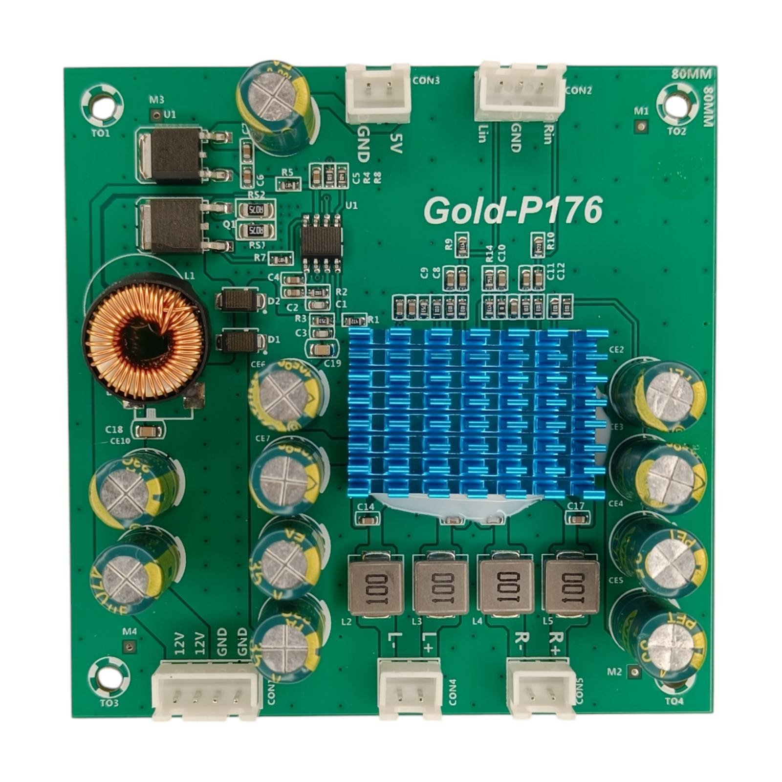Original Gold-P176 12V-24V Dual Channel 50-Watt Audio Amplifier Board