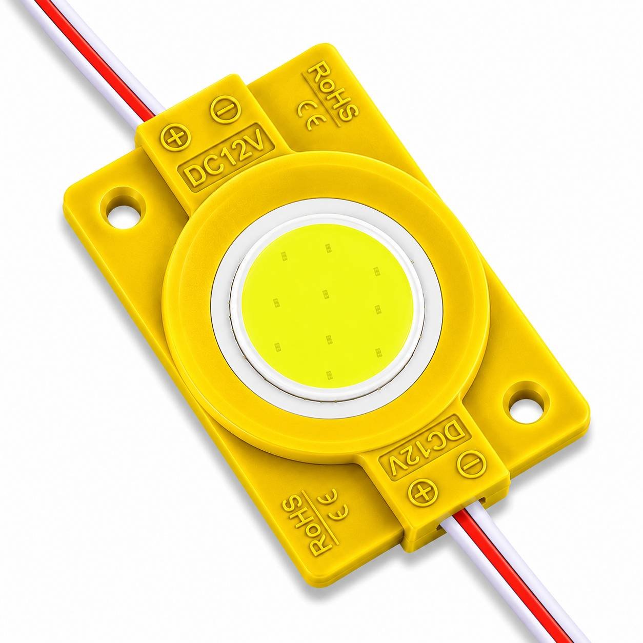 BulkyBaba 12V 5W Yellow Coin LED Module - Waterproof High-Brightness COB Decorative Light
