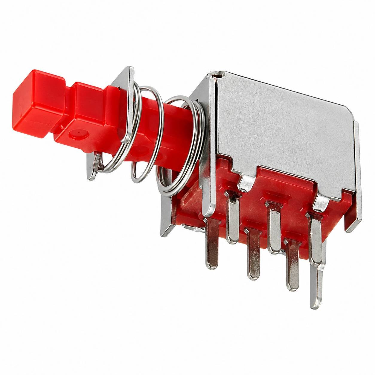 BulkyBaba 6-Pin DPDT Push Button Switch - PCB Mount Latching Switch with Red Actuator