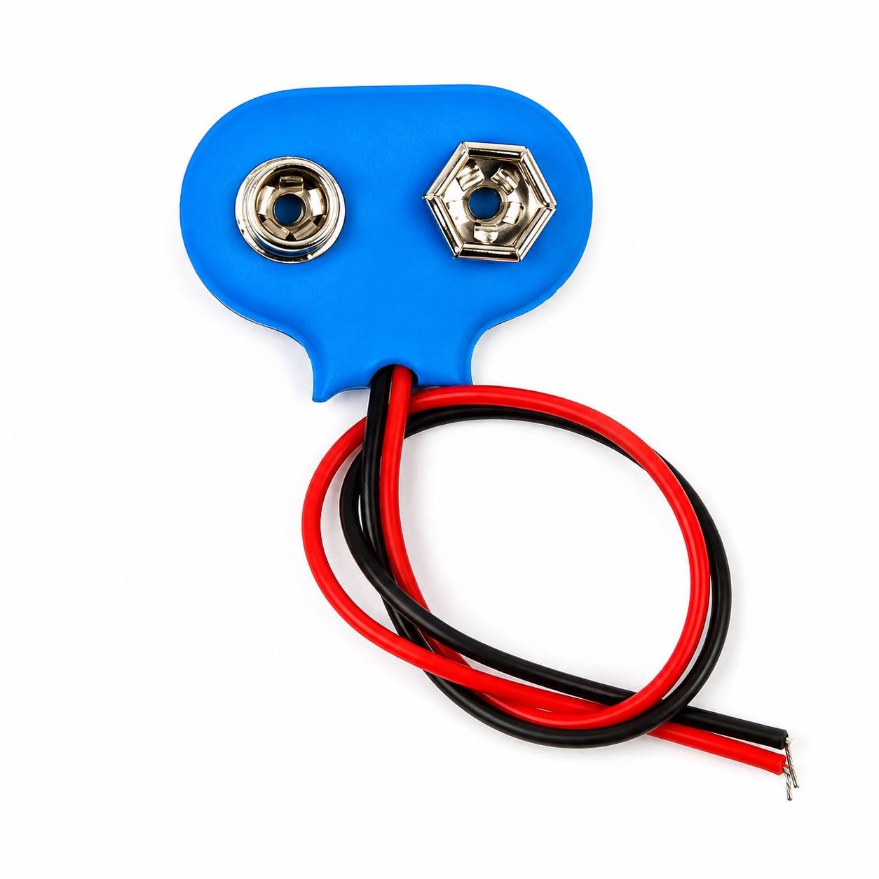 BulkyBaba 9V Battery Snap Connector Clip (Soft Blue Shell) with Red & Black Pigtail Wire Leads