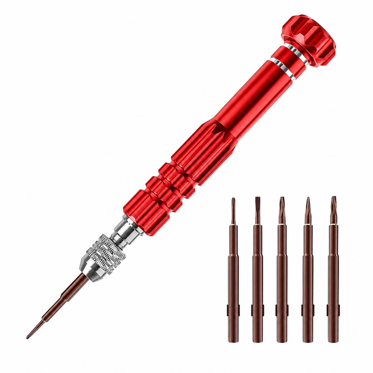 BulkyBaba 5-in-1 Premium Aluminum Precision Screwdriver Set with Interchangeable Bits for Mobile & Electronics Repair