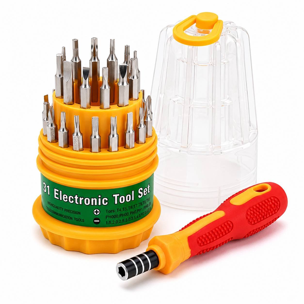 BulkyBaba 31-in-1 Electronic Precision Screwdriver Tool Set with Compact Tower Storage Case for Mobile & DIY Repair