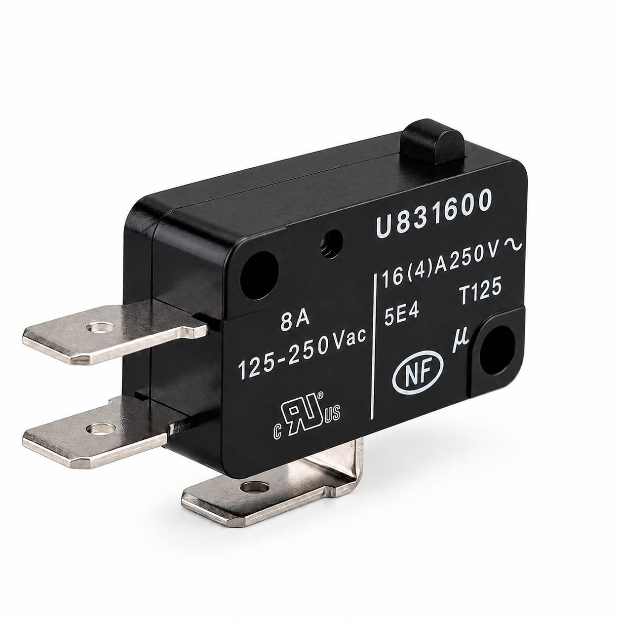 BulkyBaba U831600 Heavy-Duty 16A 250V AC Micro Limit Switch – SPDT 3-Pin with Direct Pin Plunger Actuator