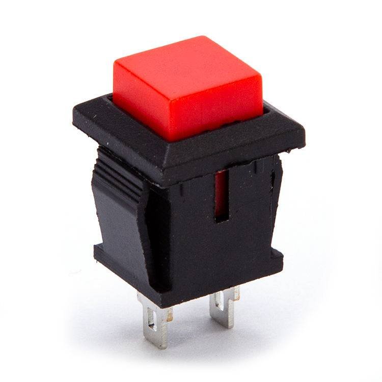 BulkyBaba Mini Square Red Push Button Switch – 2-Pin SPST ON/OFF Snap-In Panel Mount for DIY Electronics & Appliance Repair (Pack of 5 Pcs)