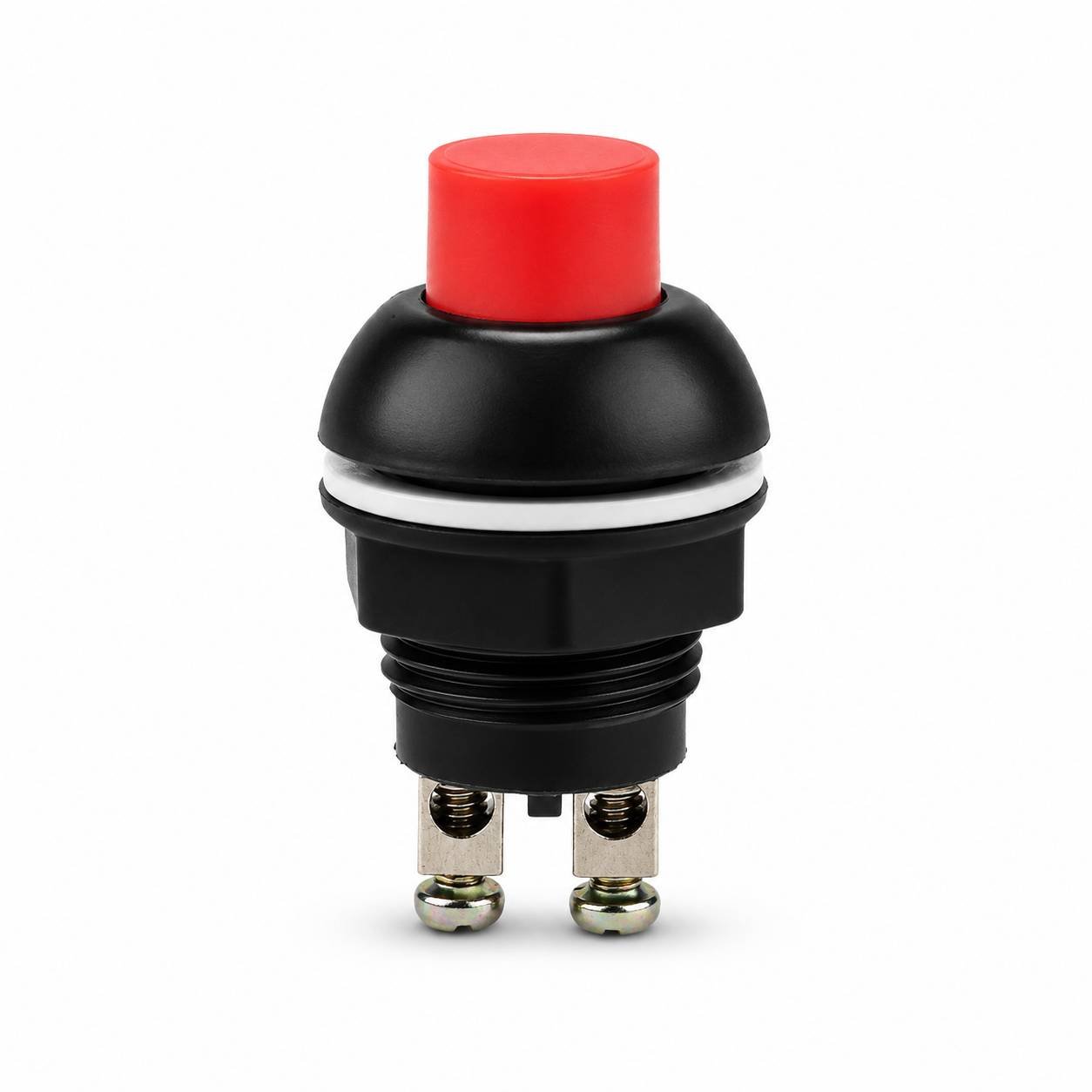 BulkyBaba PBS-33B 2-Pin Round Red Push Button Switch with Solderless Screw Terminals – Threaded Panel Mount for Automotive & DIY Projects (Pack of 5 Pcs)